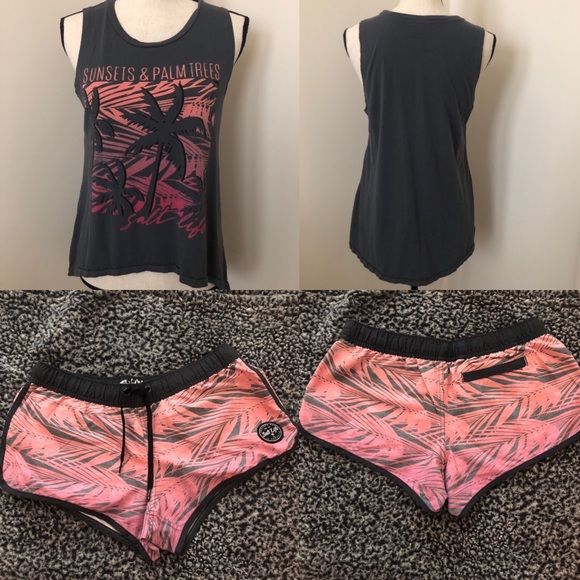 Salt Life Tops - Salt Life Hi Lo Sleeveless Top & Board Shorts Bundle Womens Juniors Size Small